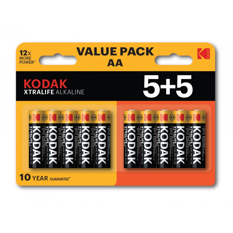 Lot de 10 Piles Alcalines Lr06 - Aa- 1,5v Kodak - 5+5