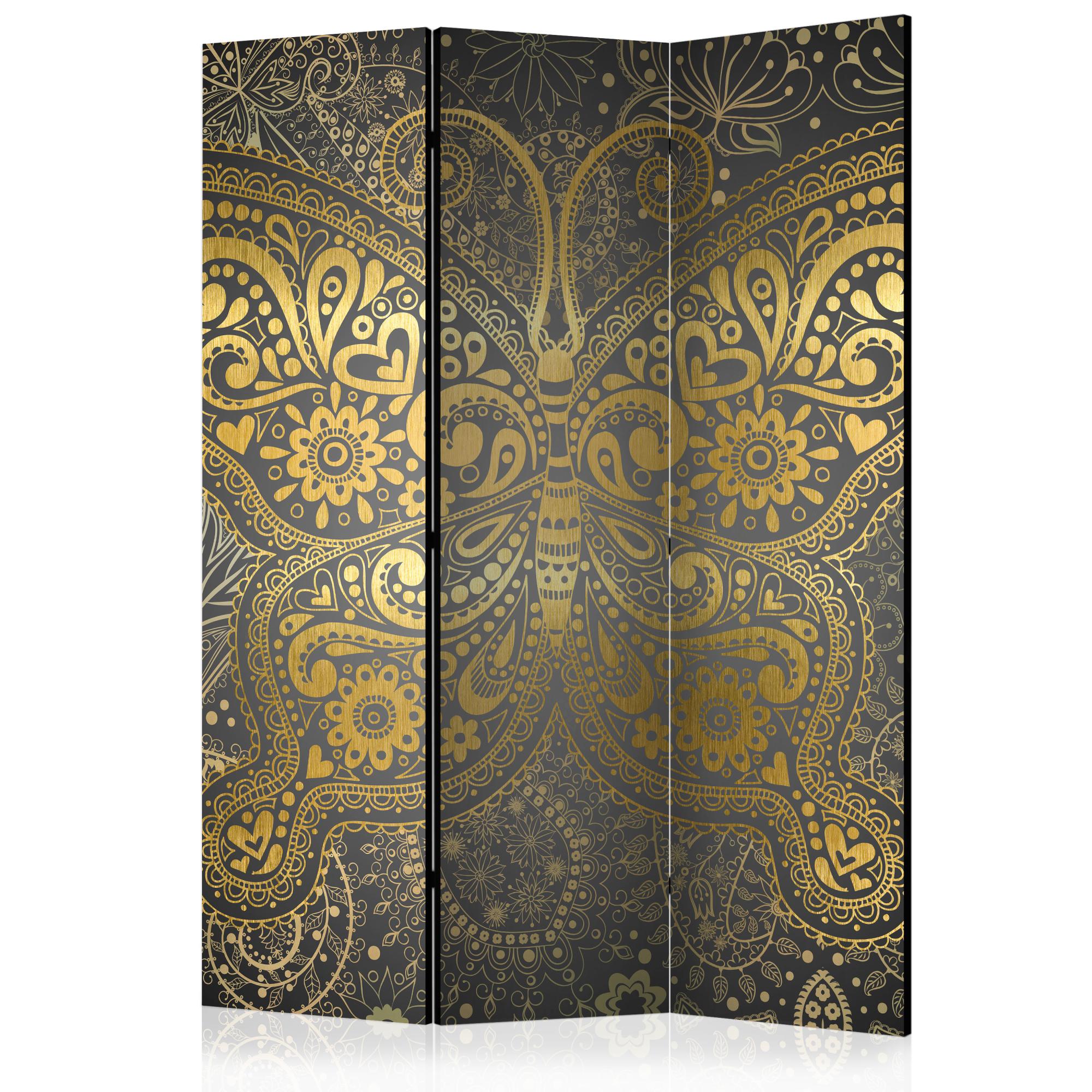 Paravent 3 volets Golden Butterfly [Room Dividers] 135x172 Leroy