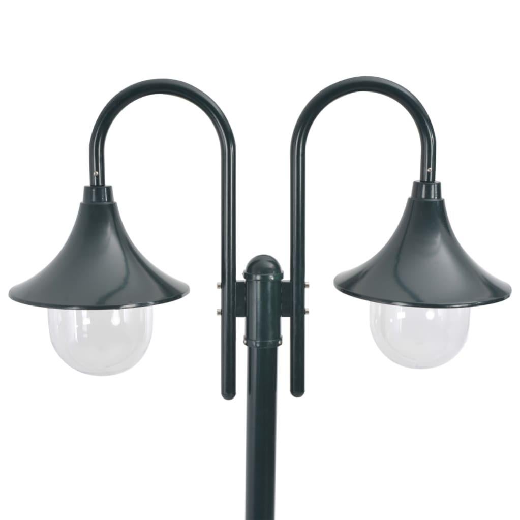 Lampadaire De Jardin E27 220cm Aluminium 2 Lanternes Vert Foncé Vidaxl