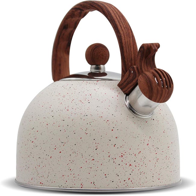 Bouilloire à thé sifflante en acier inoxydable, théière élégante avec motif  en bois et poignée antidérapante, 2.6 litres/2.5 L - AliExpress