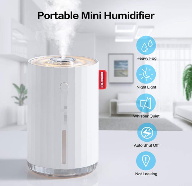 Mini Humidificateur d'air Bebe(Pas de Batterie), Portable Humidificateur d'Air  Maison, USB Humidificateur d'Air Chambre Silencieux pour Bure