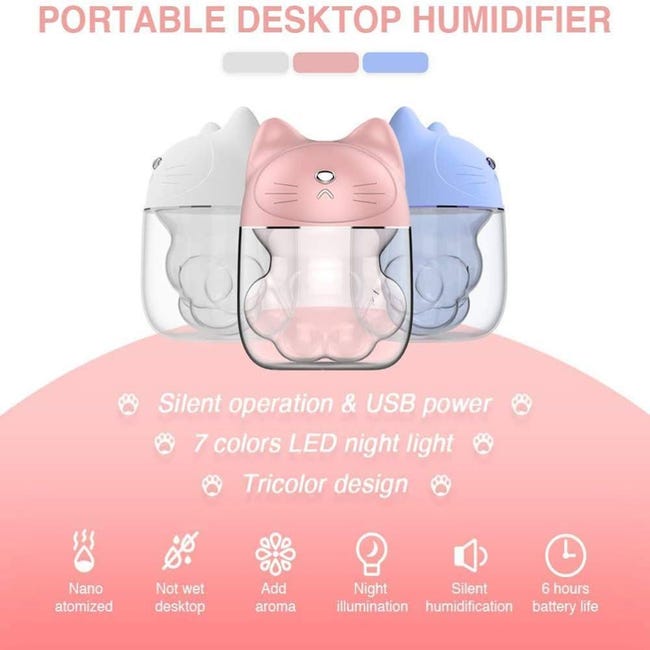 Mini humidificateurs alimentés par USB pour chambre à coucher bébé maison  voiture de bureau avec led, humidificateur d'air