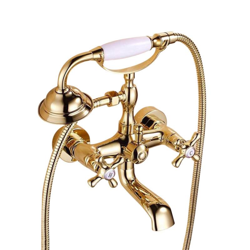 Vintage doré baignoire douche double levier