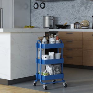 Carrello Da Cucina A 3 Livelli 96, 5x55x90 Cm In Acciaio Inox