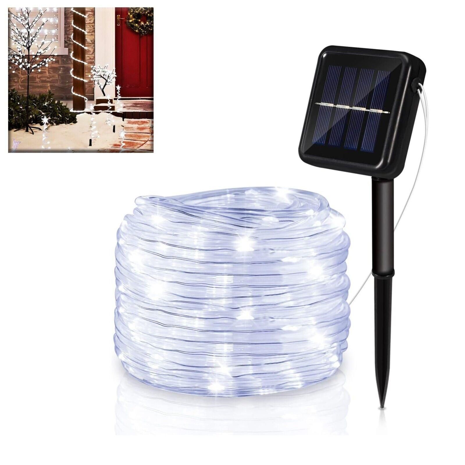 Luci Di Natale Con Pannello Solare Luci di natale tubo 200 led energia solare per esterno giardino 20