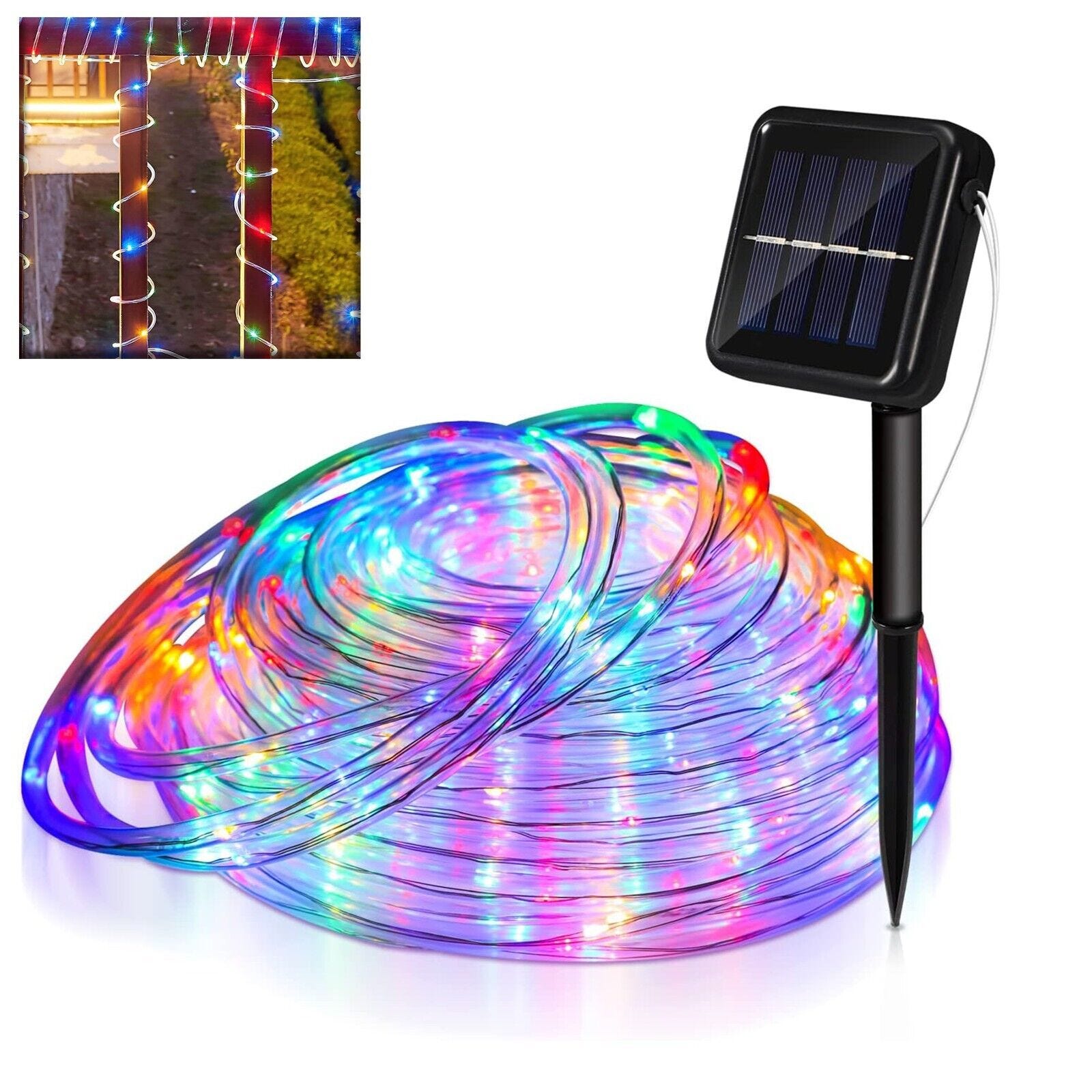 Luci Di Natale Con Pannello Solare Luci di natale tubo 200 led energia solare per esterno giardino 20