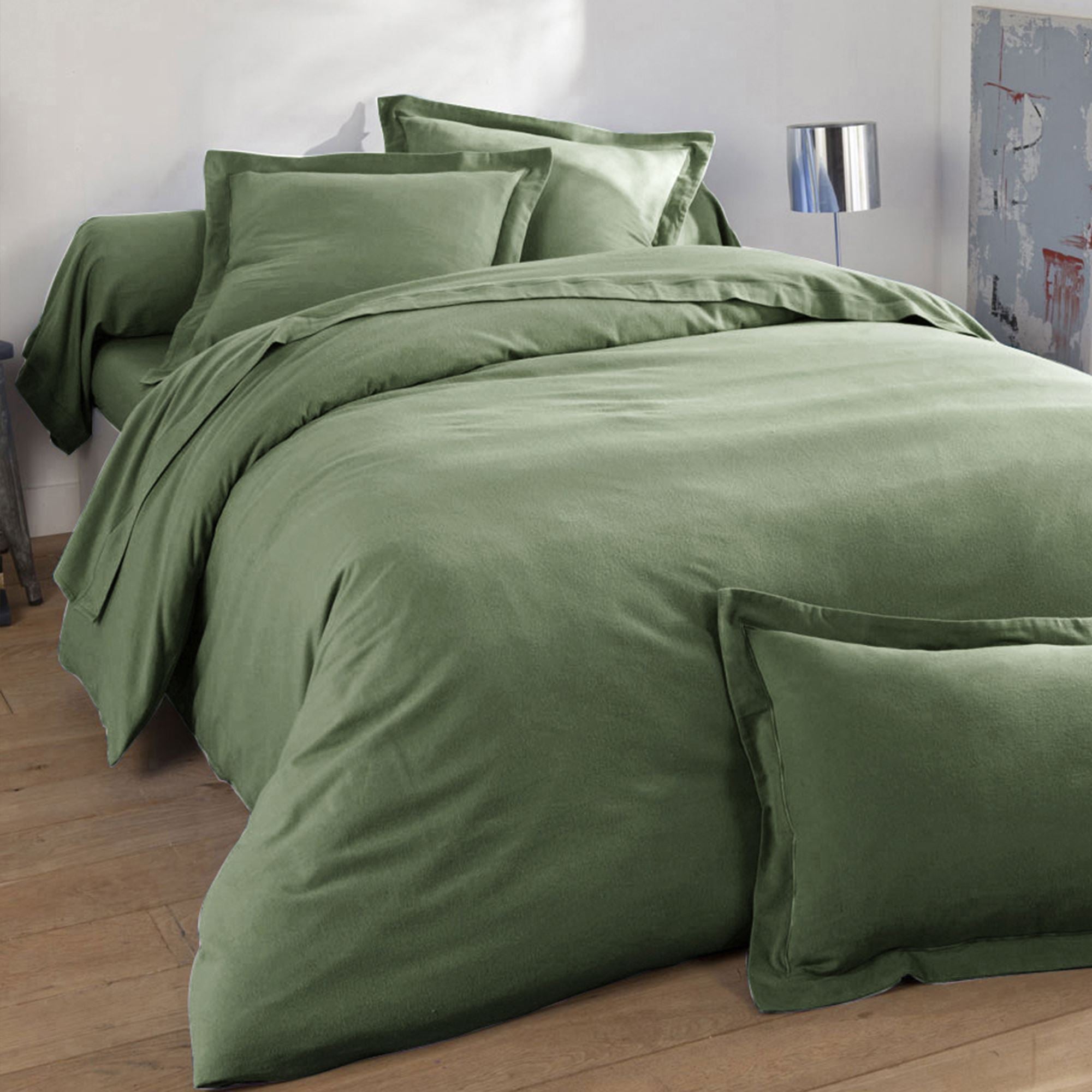 Housse de couette 240x220 en coton vert céladon PISSENLIT