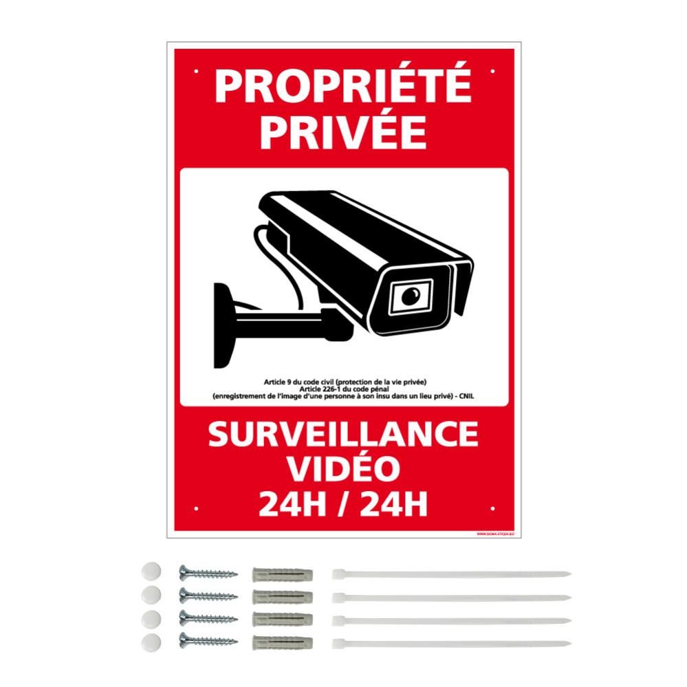 Panneau Alarme Vidéo Surveillance Aluminium 2mm 150x210mm - Signalisation Rectangulaire Prépercée Avec Kit Fixation Fabrication Française