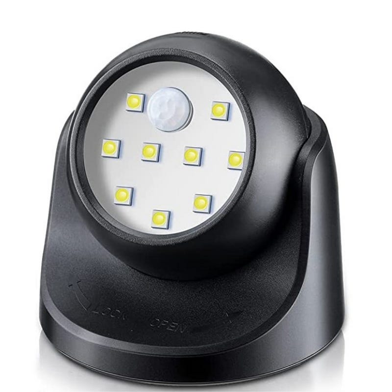 Proxinova® Faretto LED 150 Lumen a Batterie con Sensore di Movimento PIR e  Sfera Estraibile a Rotazione 360° - Nero