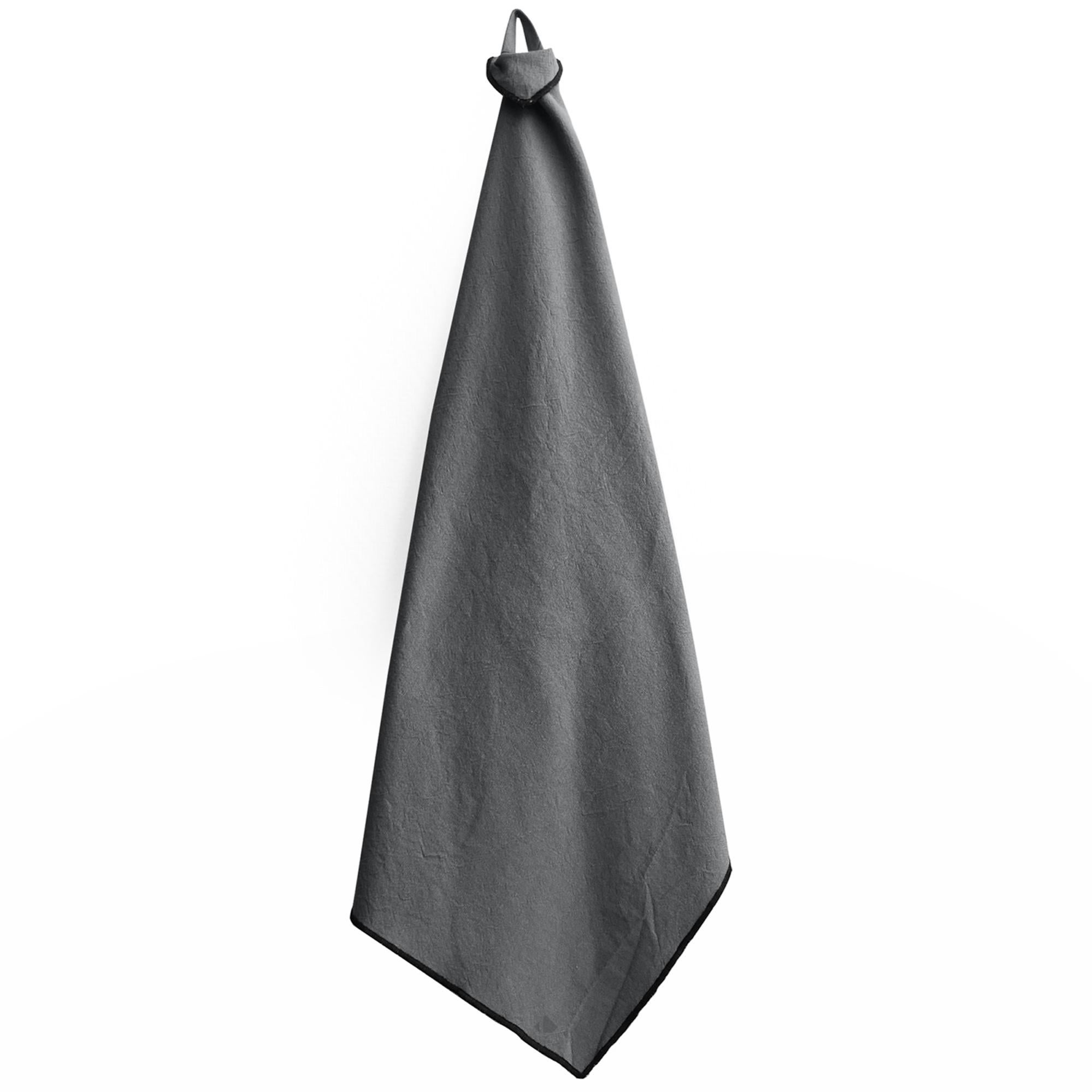 Lot De 3 Torchons Cuisine Bayado Anthracite 50x70 Cm - Coton Tissé Haute Qualité
