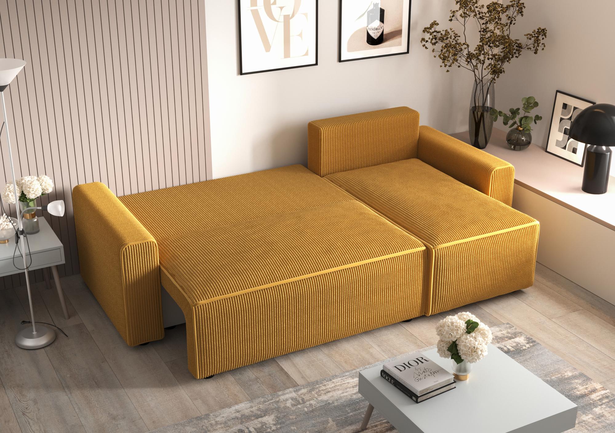 Canapé D'angle Jaune Maisons Du Monde – 225x160cm, Avec Repose-pieds Gigogne (occasion)