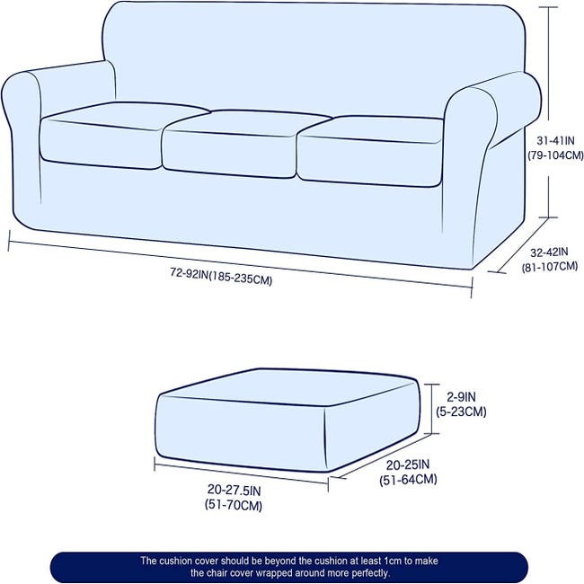 Subrtex - Copridivano a 3 posti con 3 cuscini separati, ad alta elasticità,  per poltrona, protezione lavabile per mobili (3 posti, grigio chiaro)