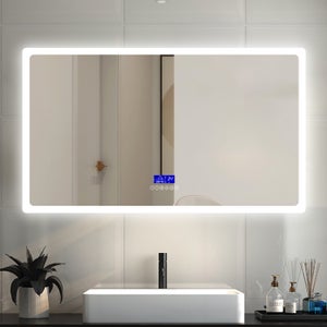 80 x 60 cm Espejo de Baño con LED Bluetooth, LupaX3, Espejo para