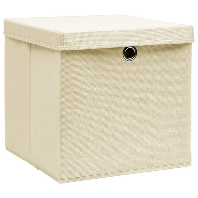 Caja de Almacenaje con Tapa Beige Plástico (21,5 x 14,5 x 32 cm) 