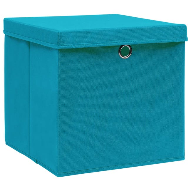 Maison Exclusive Caja de almacenaje con tapa 4 uds tela azul celeste  32x32x32 cm