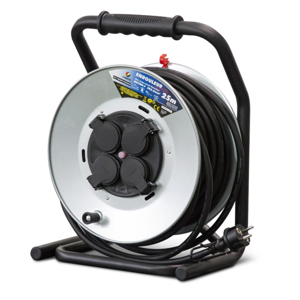 Enrouleur De Câble électrique Camping 25 Mètres 3600W - Connecteur P17 - Pour Camping-car, Véhicule De Loisirs - 6