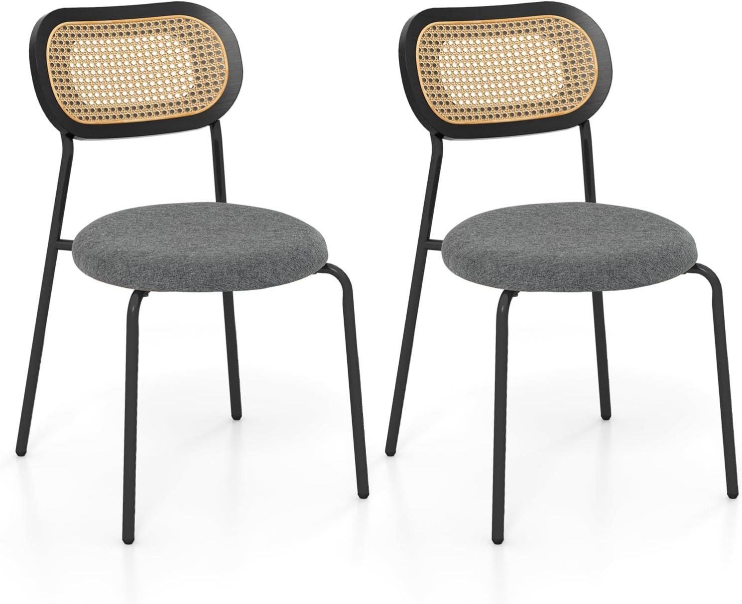 Lot de 2 Chaises de Salle à Manger en Rotin, Chaise Cuisine Hauteur d