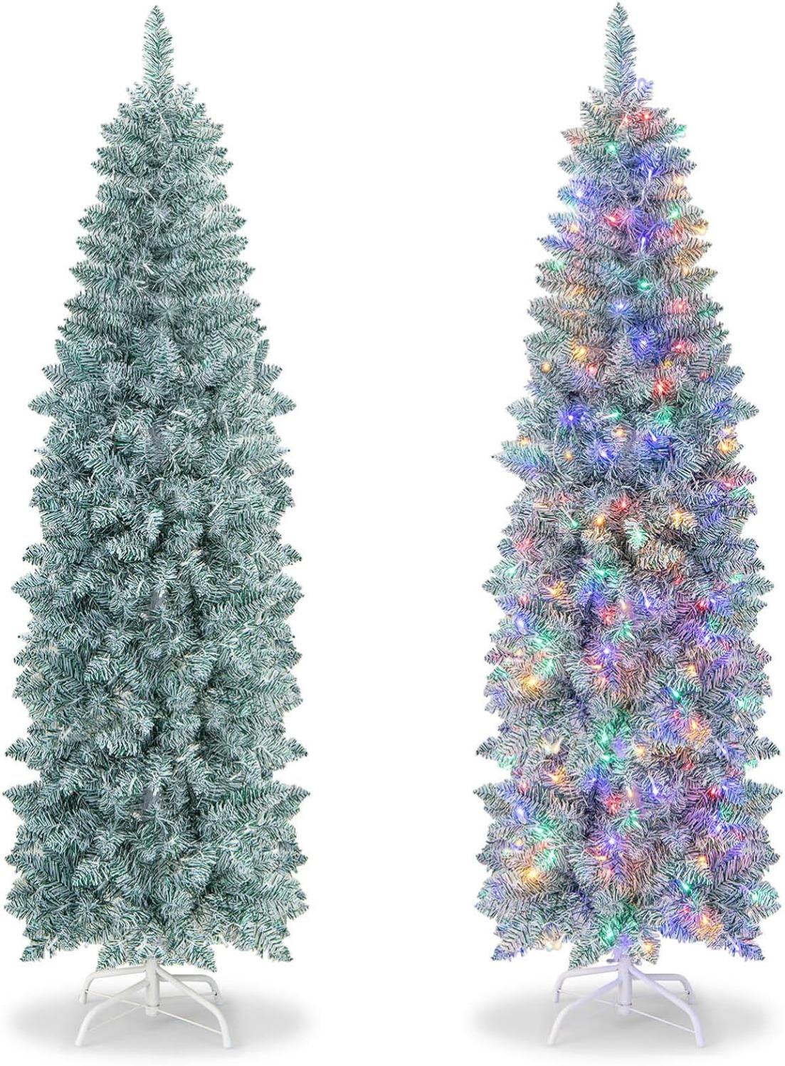 Sapin de Noël Artificiel 210 cm avec Support de Fer - Neige