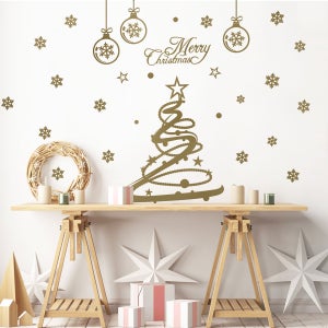 Sticker Ambiance merry christmas - 145x95cm - blanc - Autocollants adhésifs  noël - décoration fêtes