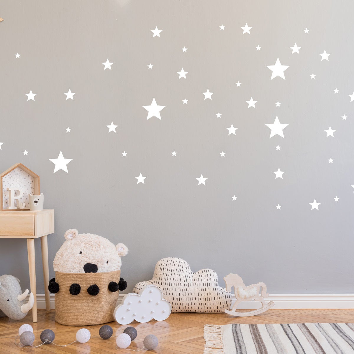 Pegatinas de vinilo de pared de estrellas para decoración del hogar, 2  pulgadas, 30 unidades, diseño de celadón