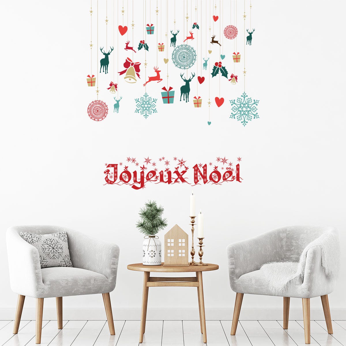 Adesivo Natale decorazione joyeux noël - Sticker adesivo - adesivi murali -  80x90cm