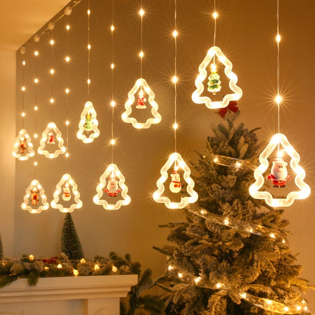 Lumières de fenêtre de Noël de 3 m, décorations de Noël, anneau