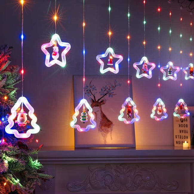 Lumières de Noël de 3 m, lumière de décoration de Noël USB, rideau