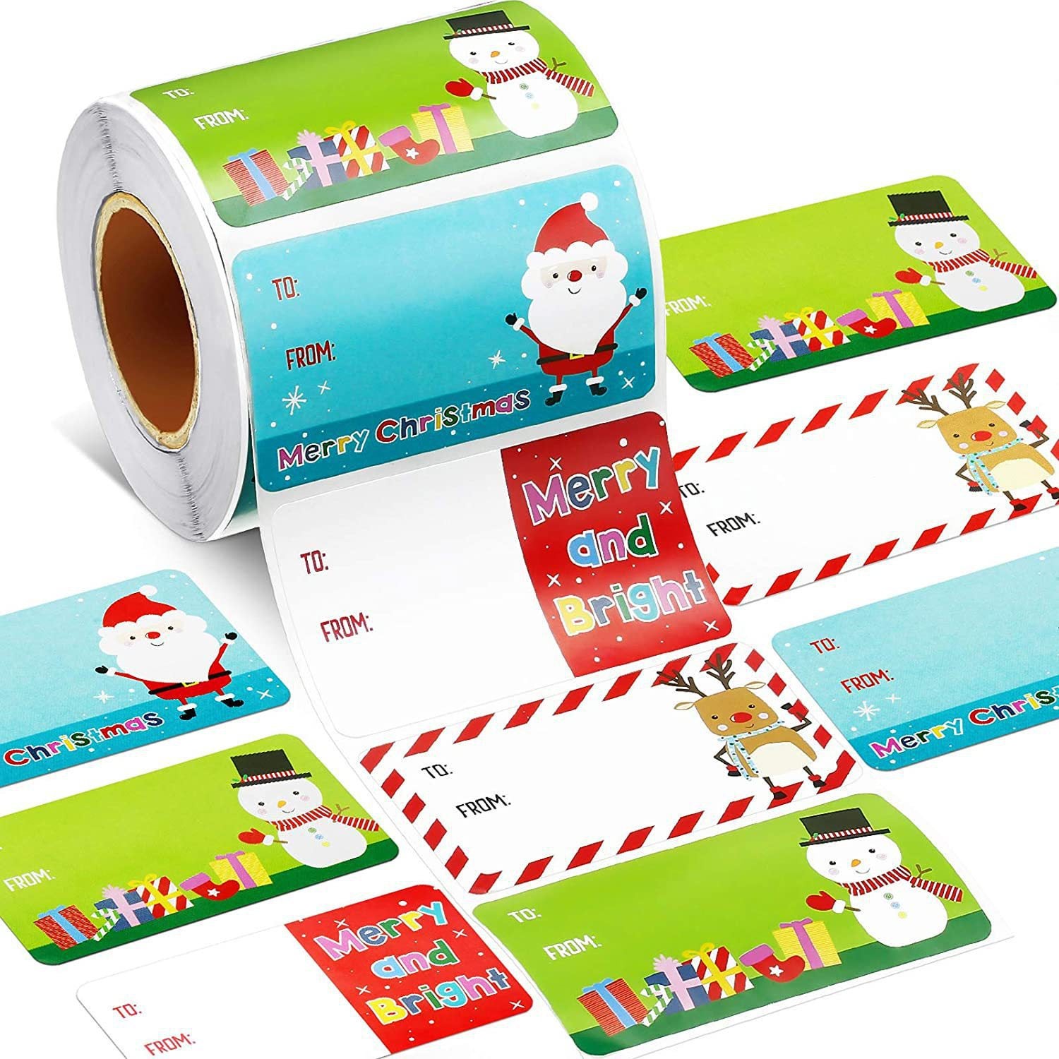 Etichette natalizie da 500 pezzi/rotolo, etichette adesive
