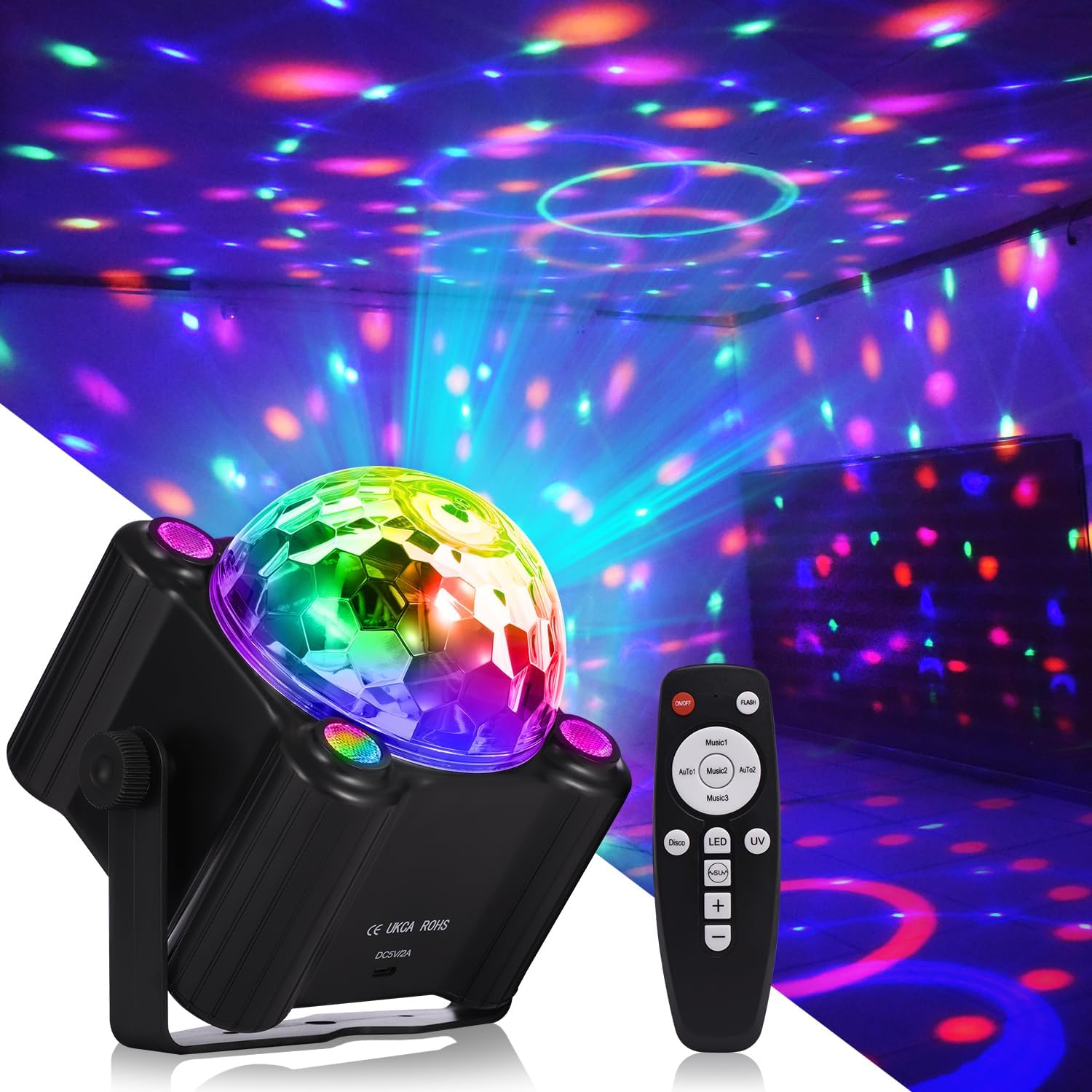 Lumières de fête Disco Ball Light, lumière LED activée par le son