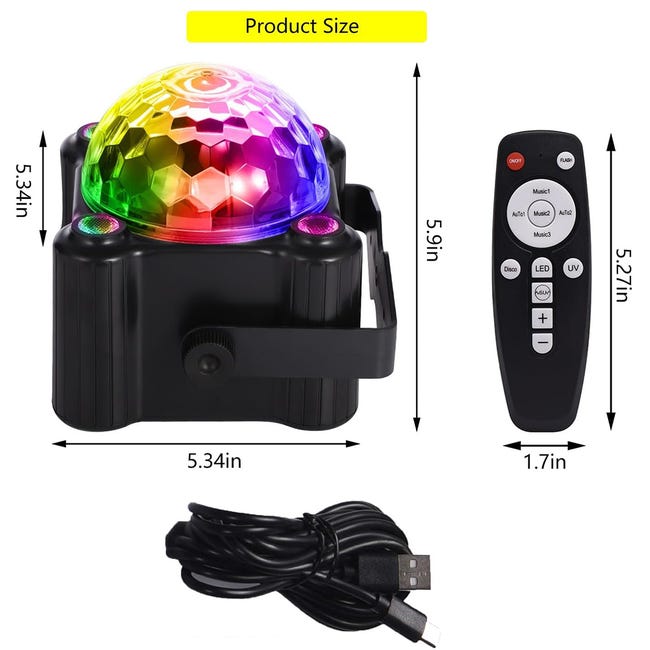 Lumière noire UV LED avec télécommande 8W, boule Disco, lumières