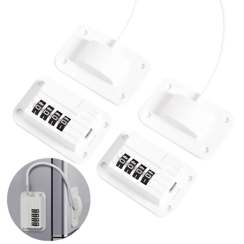 2 Serrures De Sécurité Pour Réfrigérateur - Adhésif Fort, Bouton En T - Bloque-porte Enfant - Facile à Installer, Blanc - 2