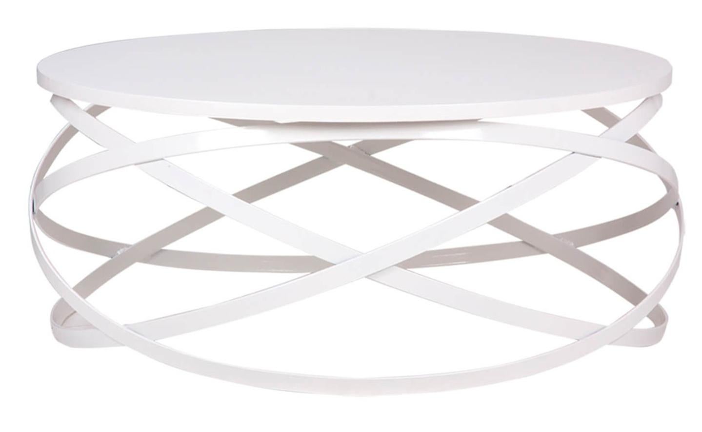Table basse ronde design bois blanc et métal blanc Klikar 80 cm | Leroy