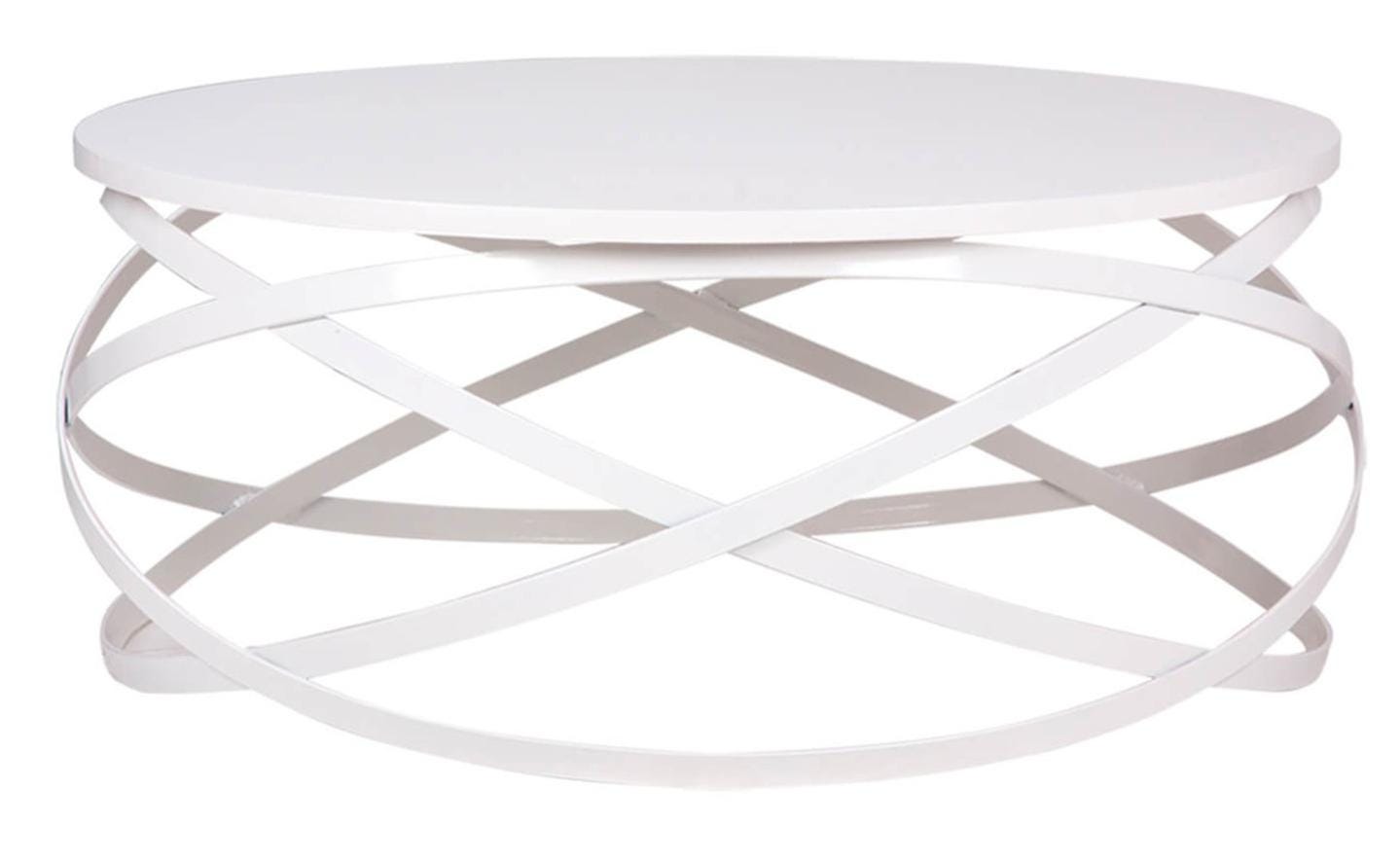Table basse ronde design bois blanc et métal blanc Klikar 80 cm | Leroy