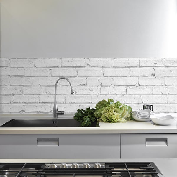 Paraschizzi cucina adesivo White Bricks 45x180 cm