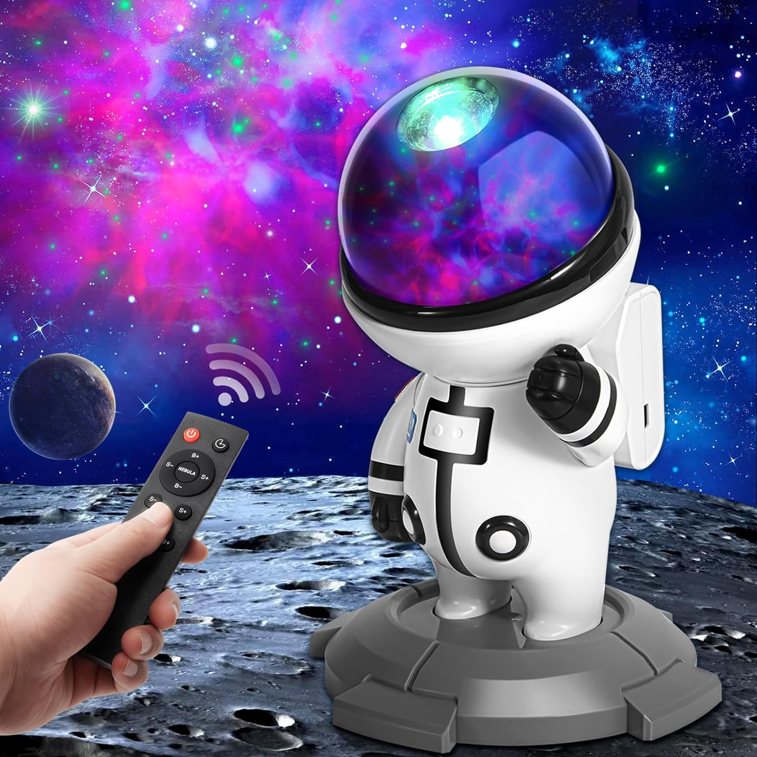 Astronaute Galaxie Veilleuse Projecteur Lampe Projecteur de Ciel Étoilé  Projetant avec Nébuleuse, Télécommande, Modèle enfichable USB