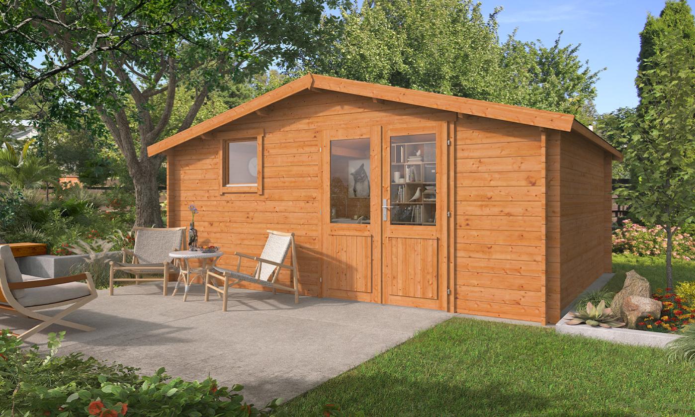 Abri de jardin bois traité autoclave Soulac 18 madriers 34mm | Leroy Merlin