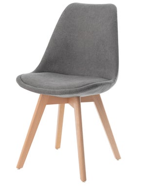 Lot de 4 chaises de salle à manger cuisine bureau style scandinave en tissu  gris foncé pieds en bois 10_0000542