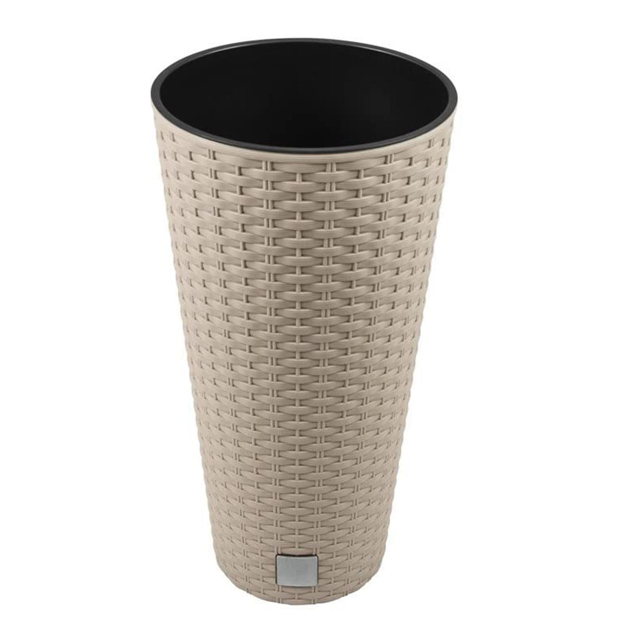 Fioriera In Rattan Sintetico 28 Litri - Bianco, 40x37 Cm - Vaso In Plastica Per Esterni E Interni - copertina