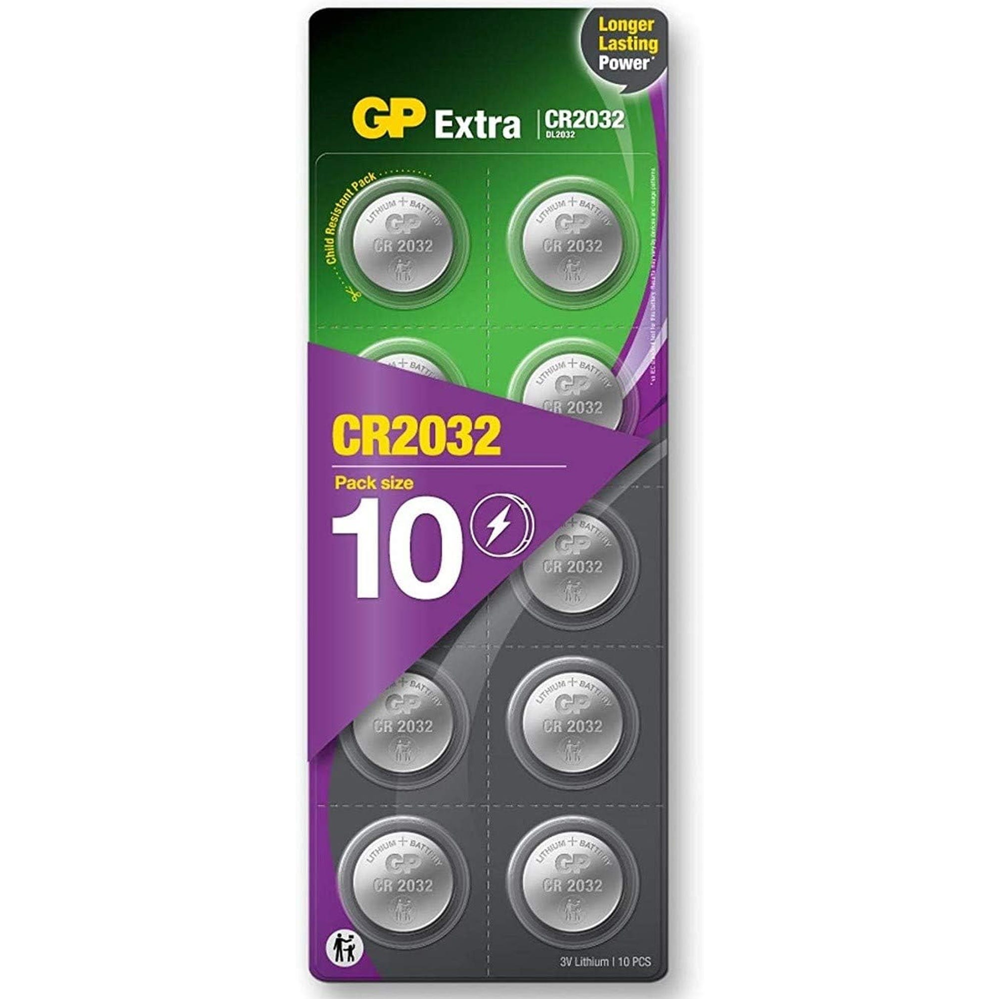 GP Pilas CR2032 - Pack de 10 Extra
