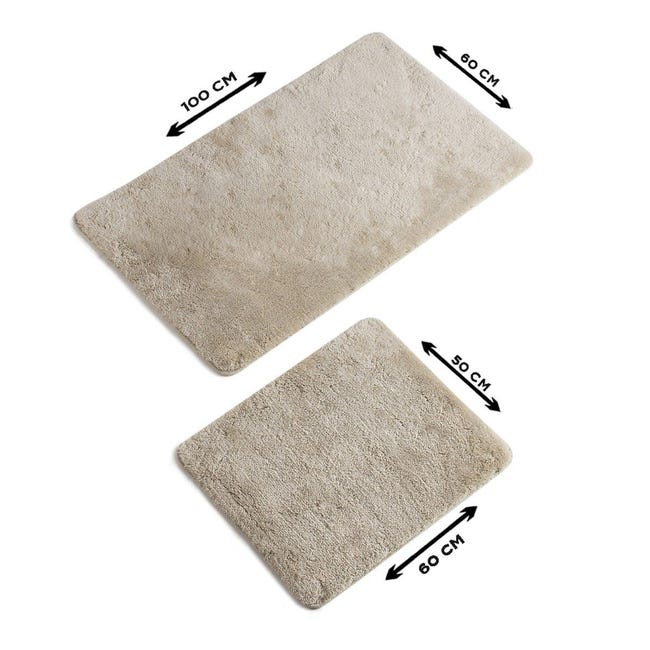 Set de alfombras de baño (2 piezas) hueso y blanco