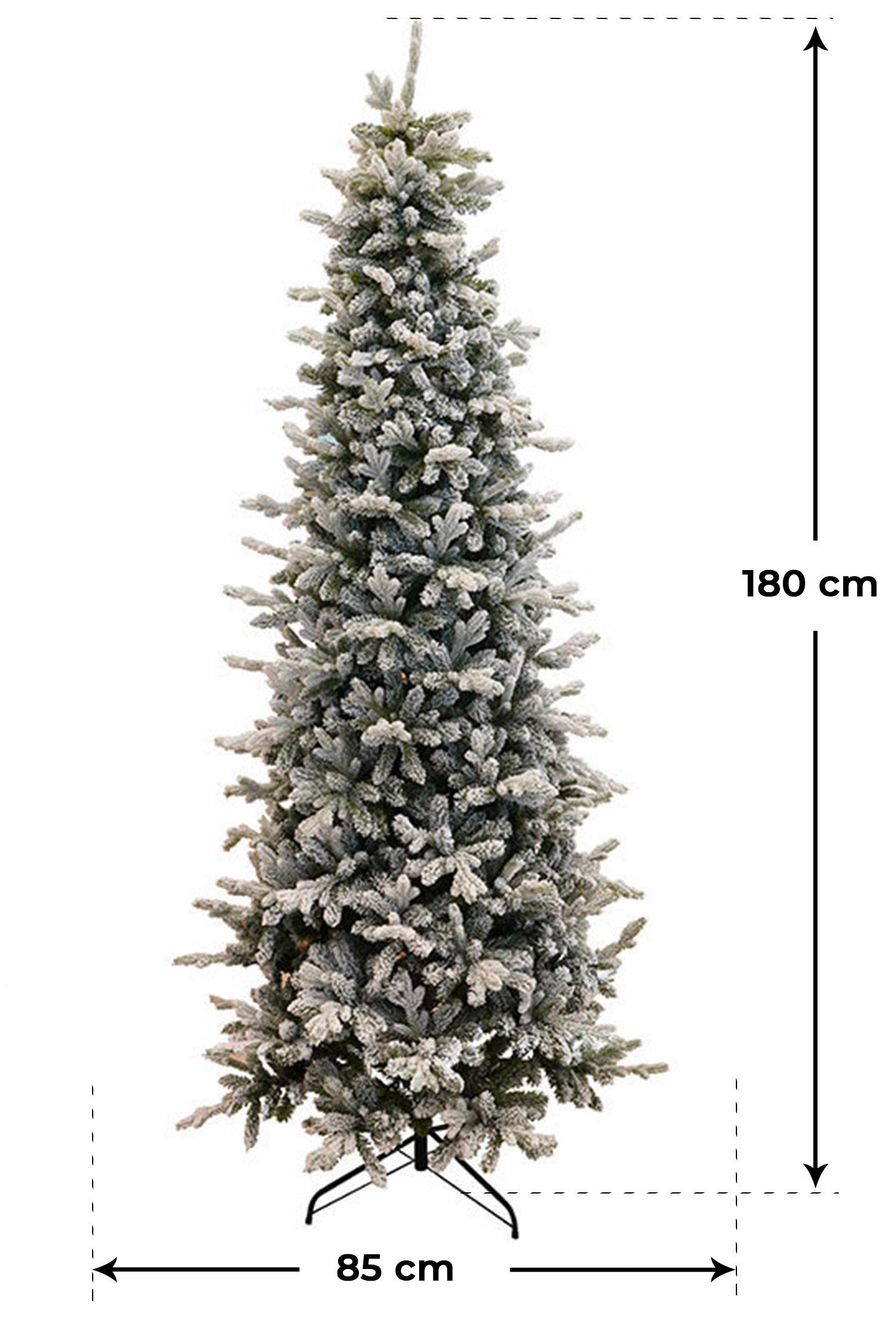 Albero di Natale Artificiale Innevato 180 cm 52 Rami Pino Silvestre Verde