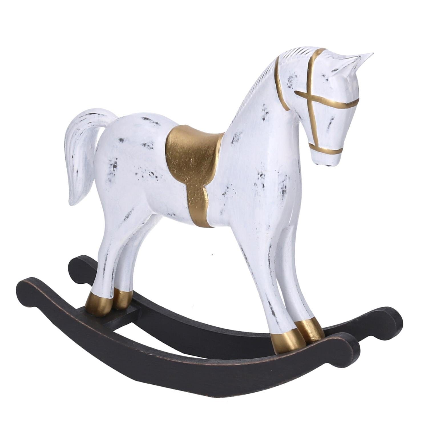Cavallo a dondolo legno bianco cm 42x8xh31