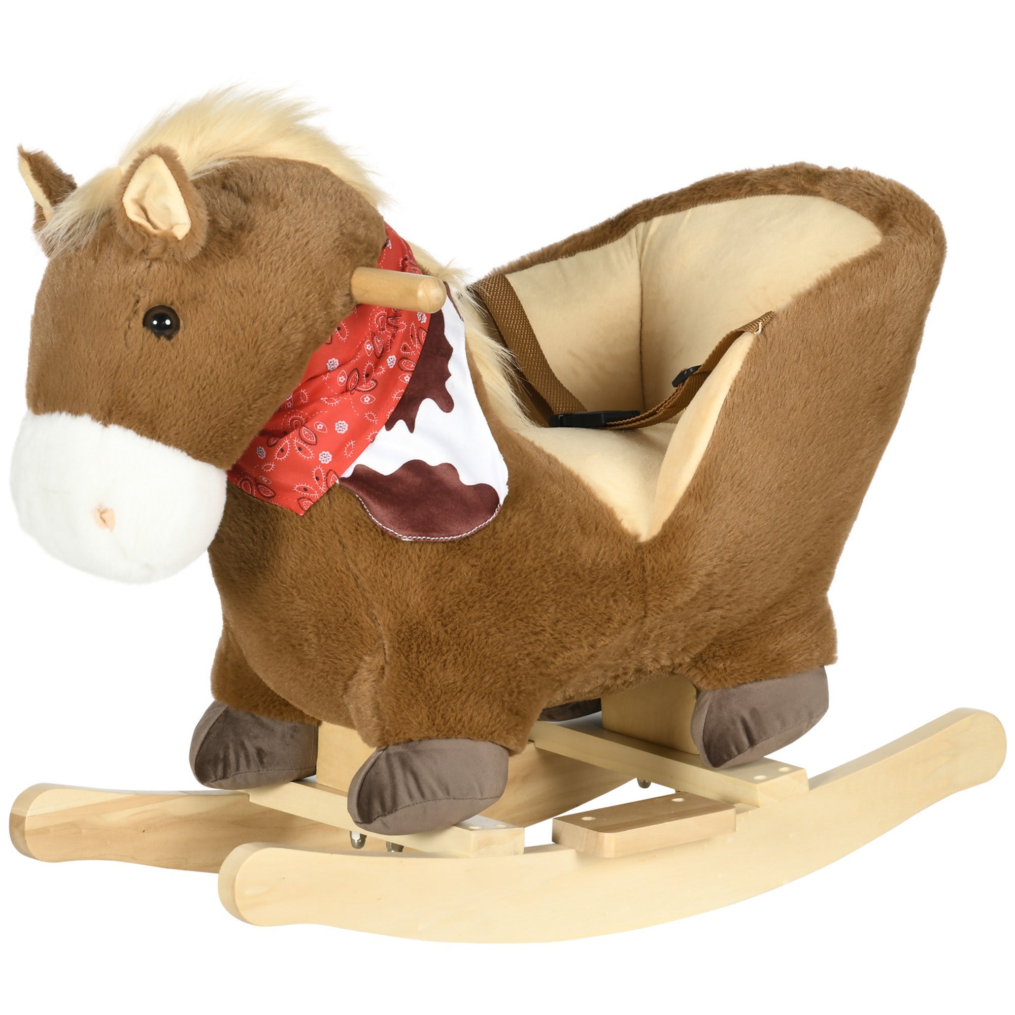 Cavallo a Dondolo per Bambini in Peluche con Suoni Marrone