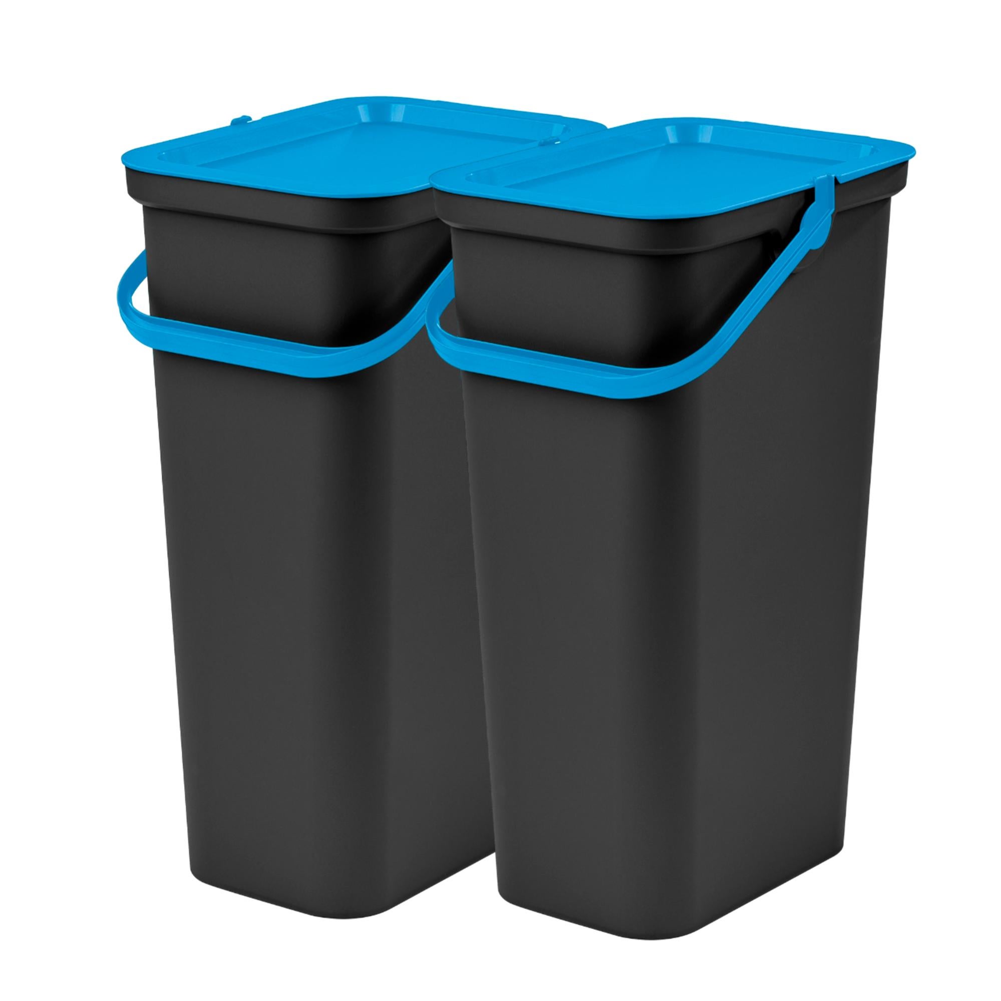 Tontarelli Set di 2 bidoni MODA 40 L con manico ambrato e nero