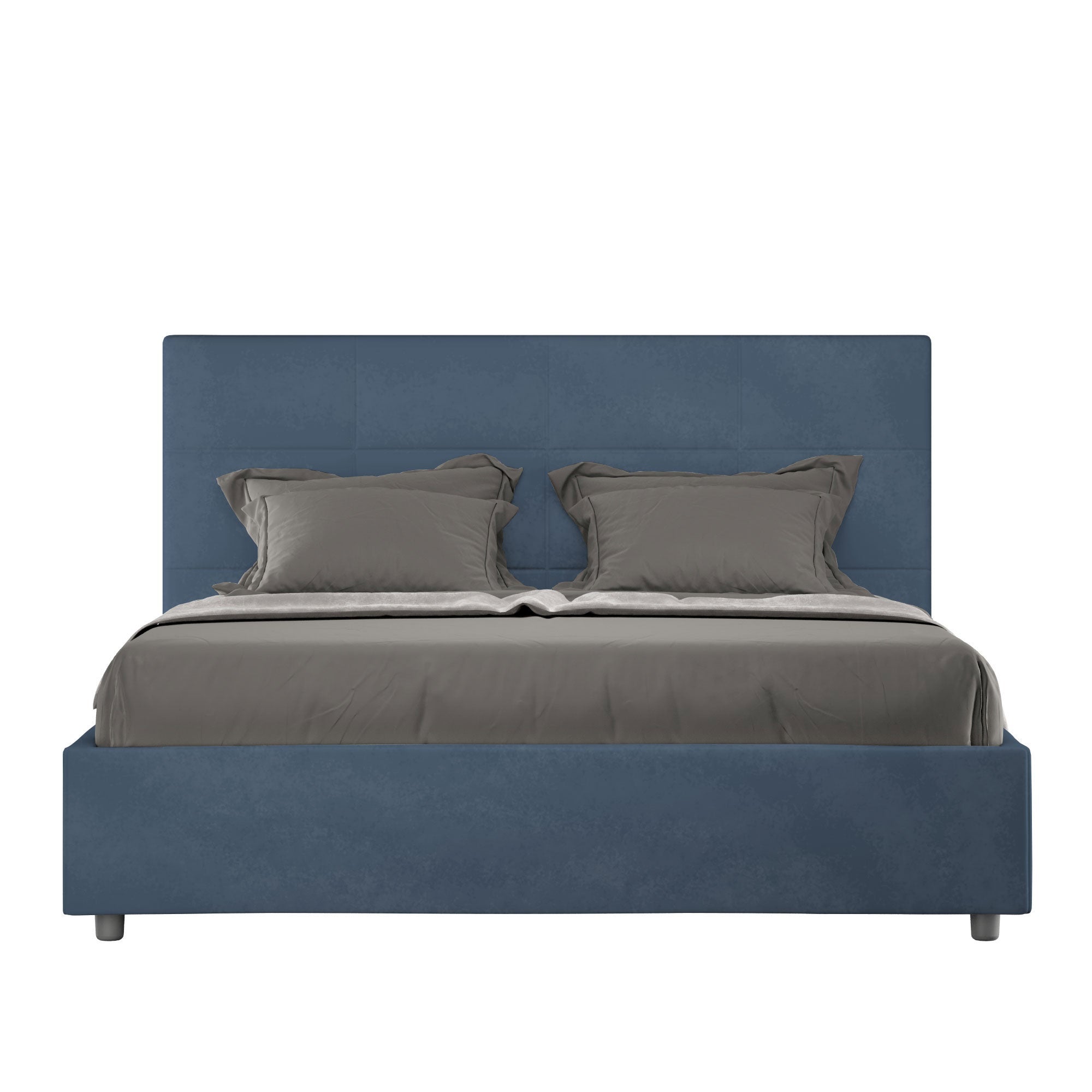 Letto Matrimoniale Francese 140x190 cm con Rete e Contenitore Mika Azzurro