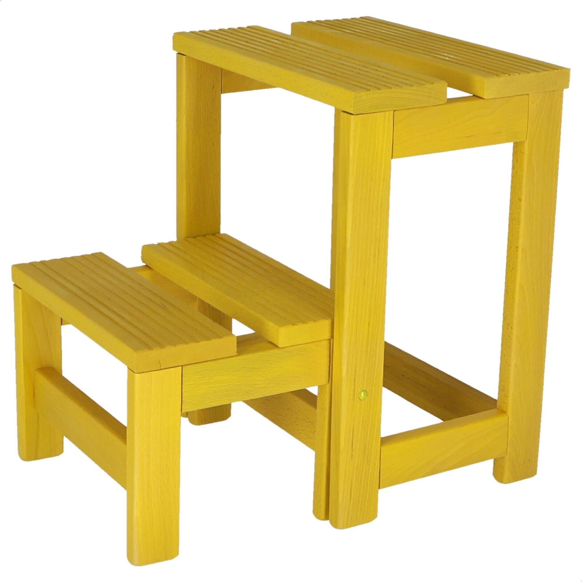 Escabeau Tabouret Pliable INTEC - 3 Marches Bois Massif - 37x23x57 Cm