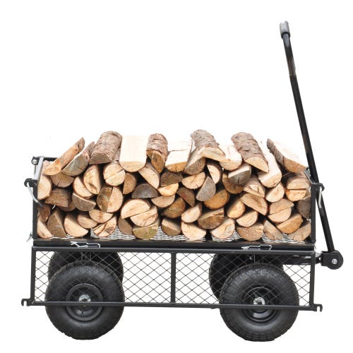Les chariots de jardin facilitent le transport du bois de
