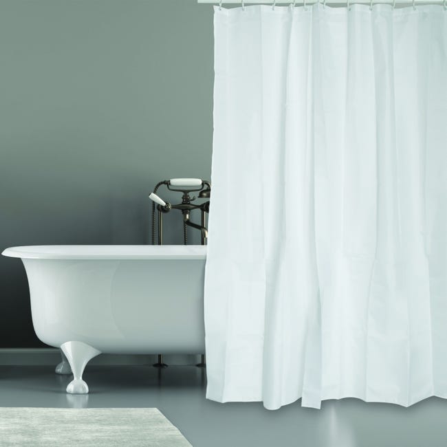 Barra cortina de baño curva blanco 20x90 cm