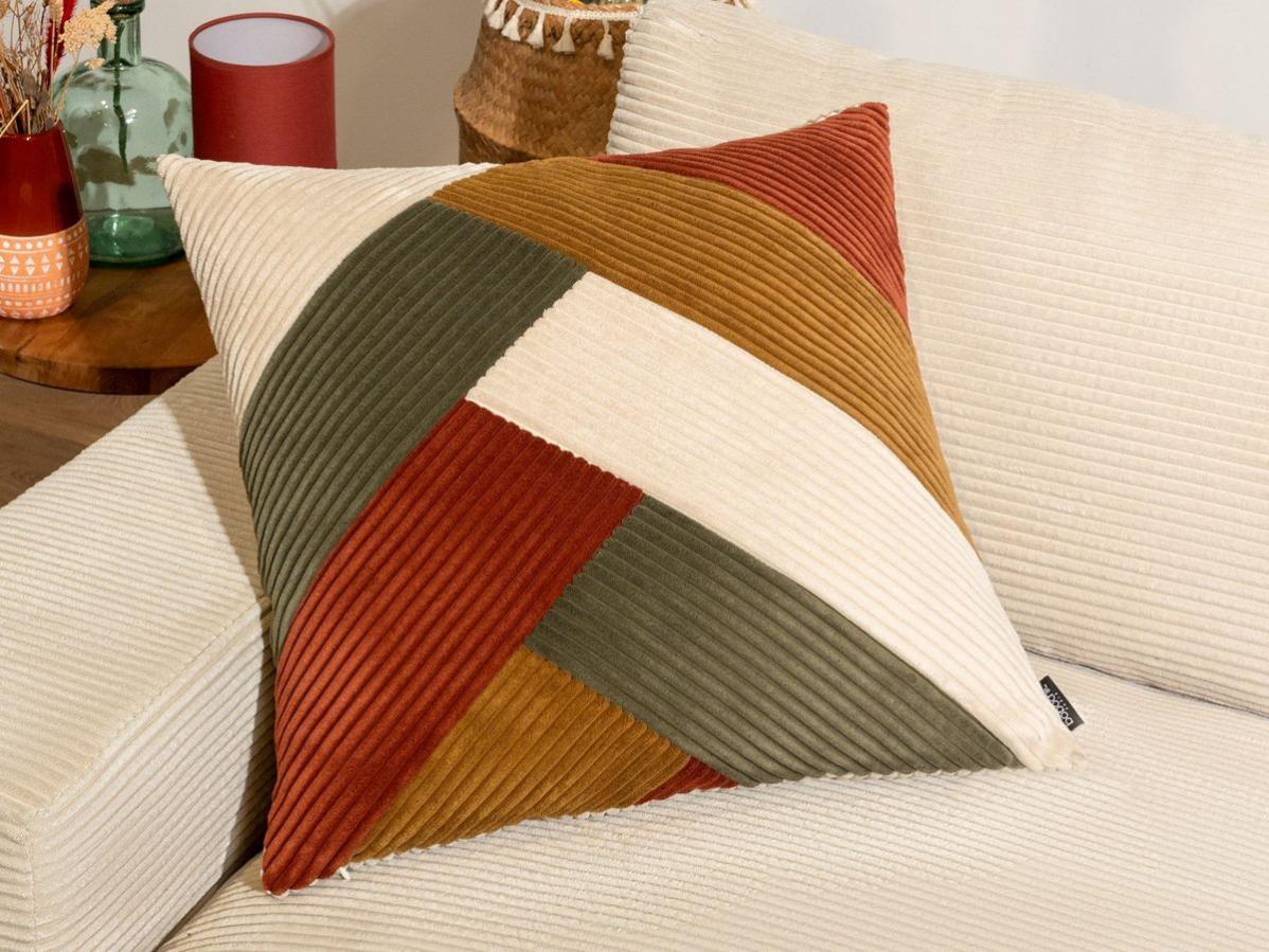 BOBOCHIC Lot de 2 coussins patchwork réversible 60 x 60 cm LARA