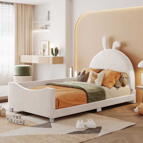 Cama infantil acolchada, sofá cama, color beige, 90*200cm